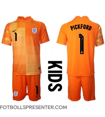 England Jordan Pickford #1 Målvakt Bortatröja Barn VM 2022 Kortärmad (+ korta byxor)